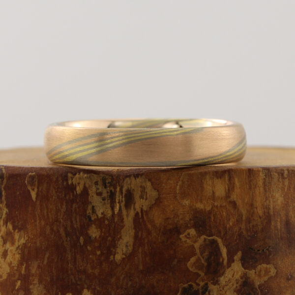 Bespoke 18ct Rose Gold Mokume Gane Wedding Ring