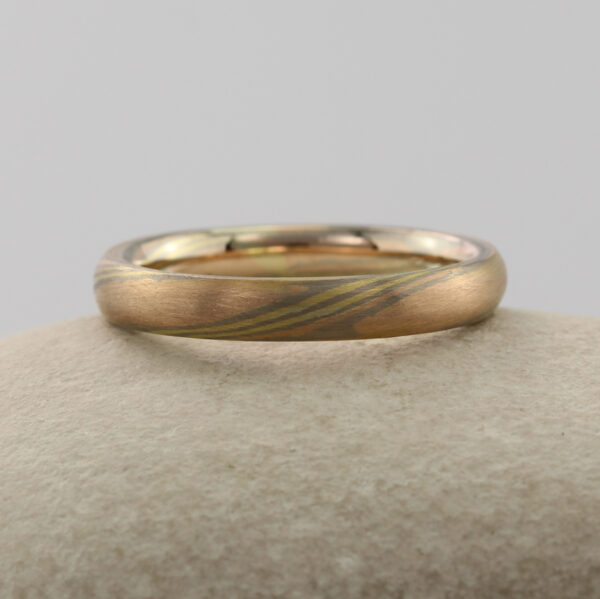 One Of A Kind 18ct Rose Gold Mokume Gane Wedding Ring