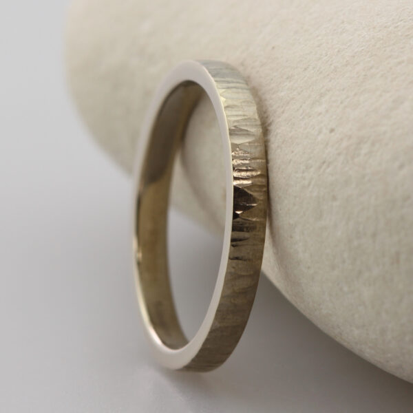 Recycled White Gold Bark Effect Wedding Ring