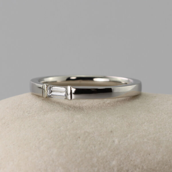 Recycled Platinum Baguette Diamond Engagement Ring