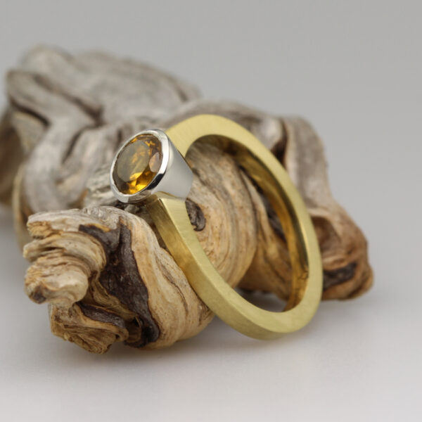 Unique 18ct Gold and Platinum Citrine Engagement Ring