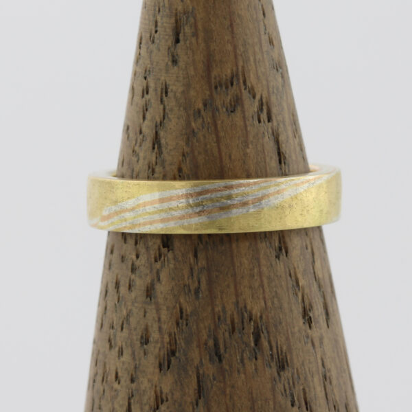Hand Crafted Gold and Silver Mokume Gane Wedding Band