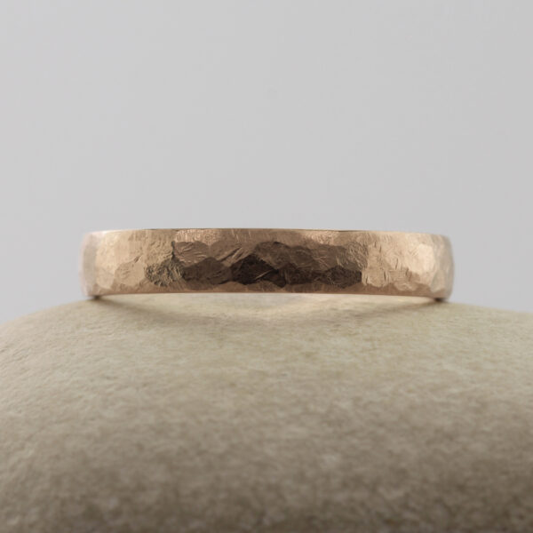 Handmade 18ct Rose Gold Wedding Band with a Hammered Finish