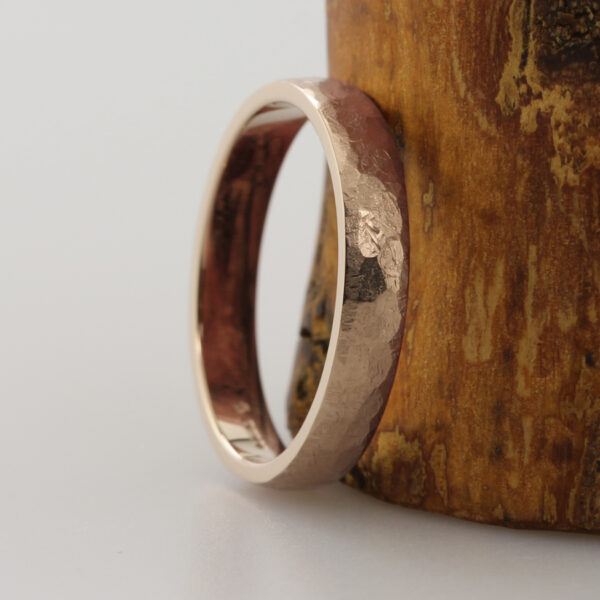 Bespoke 18ct Rose Gold Wedding Band with a Hammered Finish