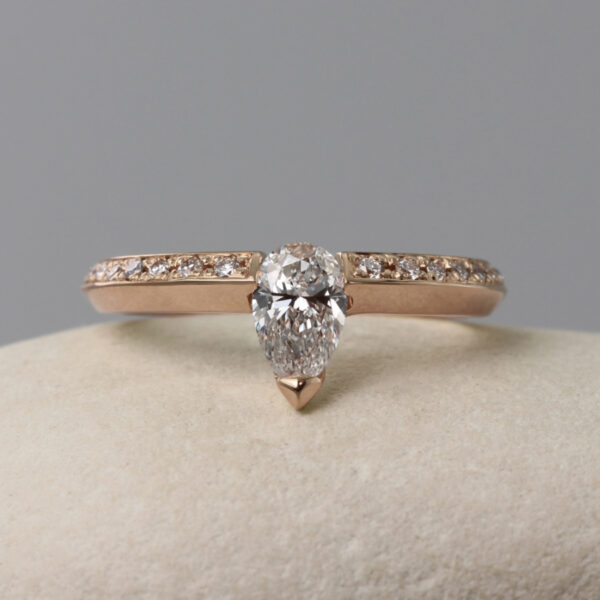 Ethical 18ct Rose Gold Pear Cur Diamond Engagement Ring