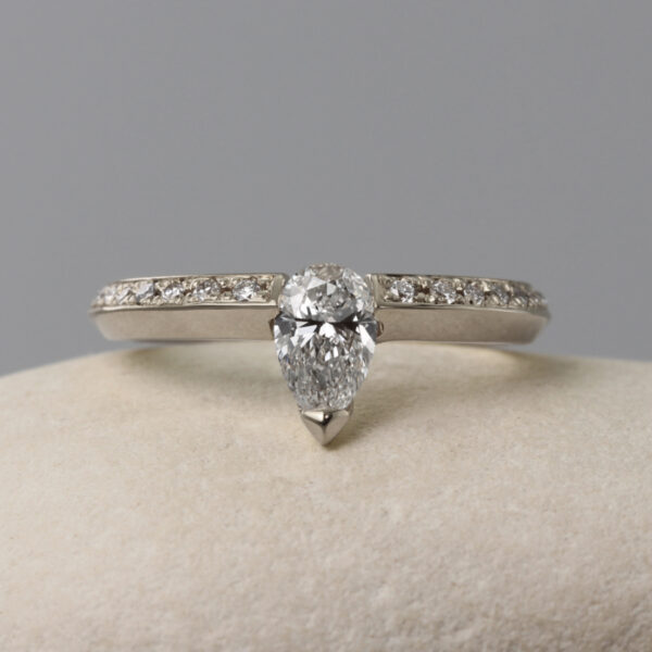 Ethical 18ct White Gold Pear Cur Diamond Engagement Ring