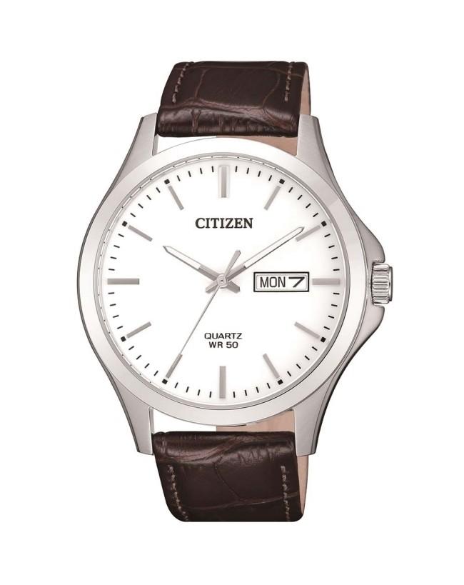 Citizen Silver Analogue Watch with Brown Leather Strap_0