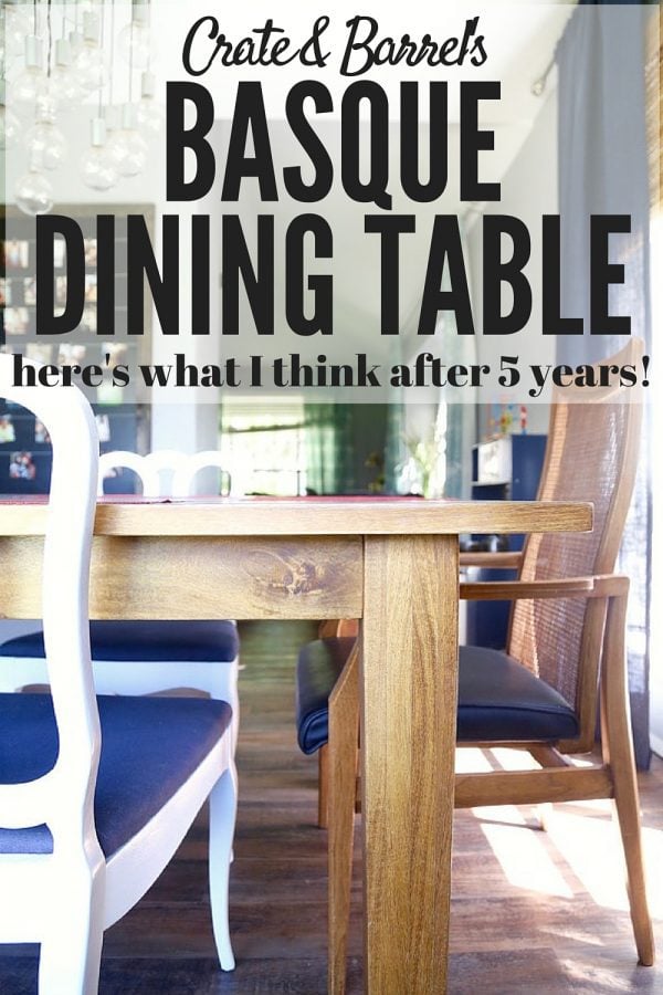 A review of the Basque dining table from Crate & Barrel - this post even has an update from FIVE YEARS later with thoughts on how the table is holding up to a toddler. If you're in the market for a new dining room table this is a must-read! 