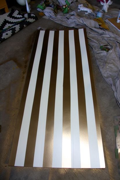 painting back panel of Billy bookcase