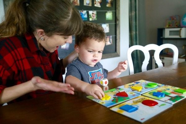 A review of Haba board games for toddlers. These games are perfect for kids as young as two years old and teach some super important skills like turn taking, colors, shapes, and following rules! And bonus: they're games you won't get tired of playing, either! 