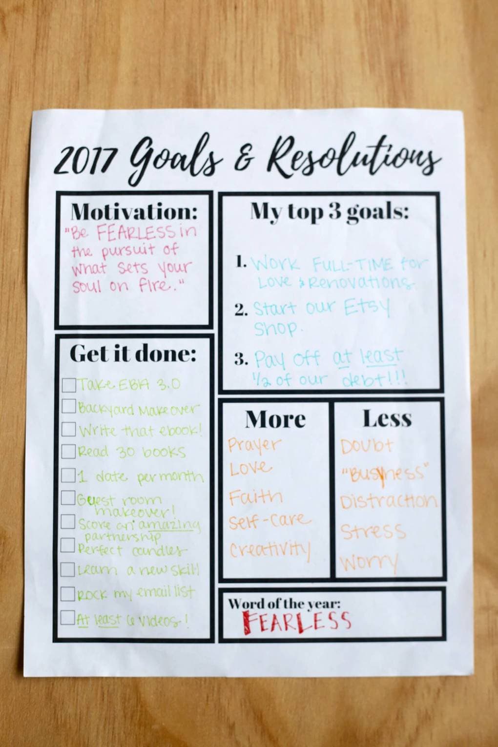 free printable goal setting worksheet