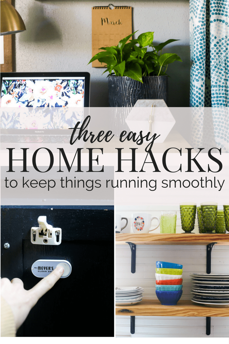 Three quick and simple home hacks to help keep your household running smoothly. Easy tips for cleaning, shopping, and scheduling your life so you can slow down and enjoy it more! 