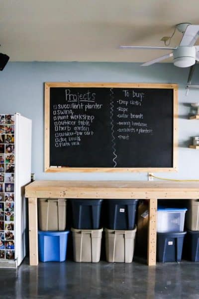 Ideas for how to organize your garage and turn it into a space where you can work on projects, build, and store whatever you need - and keep it looking nice, too!