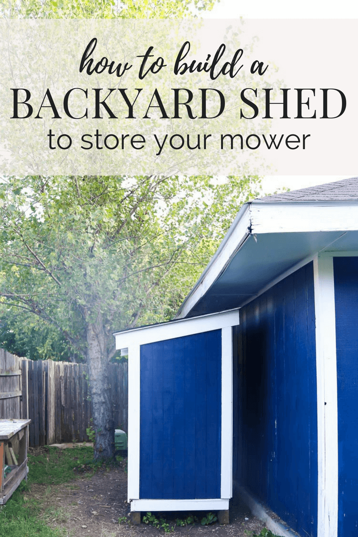 A quick and easy tutorial for building a DIY lawn mower shed for your backyard. It's the perfect way to keep your lawn mower safe from the elements! 