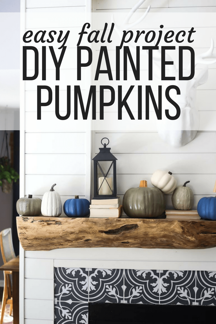 Adorable and easy fall decor - DIY pumpkins painted with spray paint to look like heirloom pumpkins. 