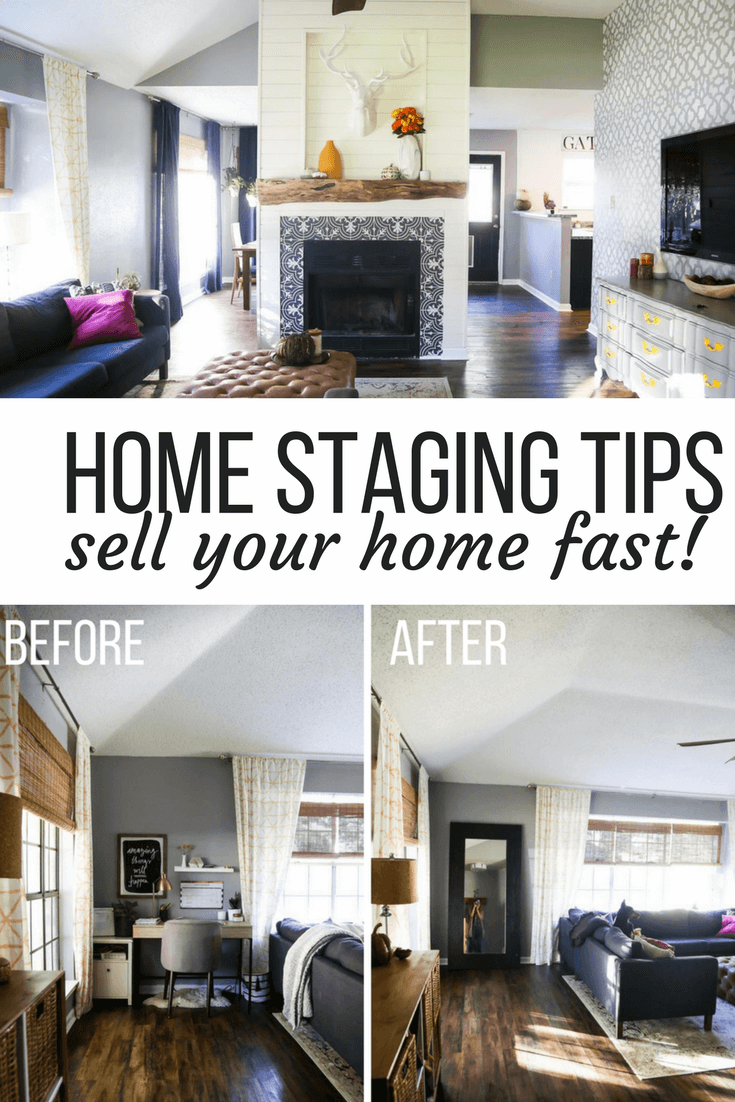 Ideas for how to stage your home to sell quickly. Free home staging tips on a budget and before and after photos of home staging.