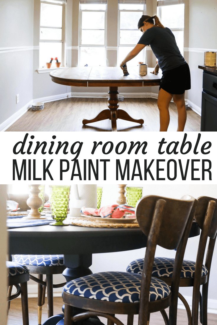 This painted dining room table is gorgeous and the makeover was done with milk paint