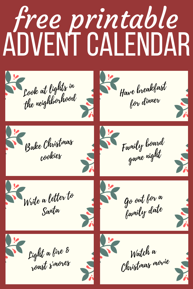 printable advent calendar cards