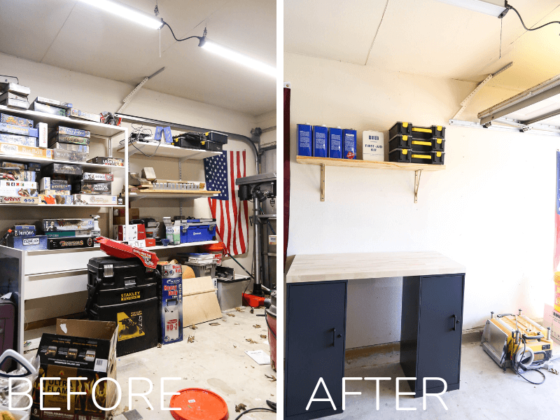 Garage before and after organizing