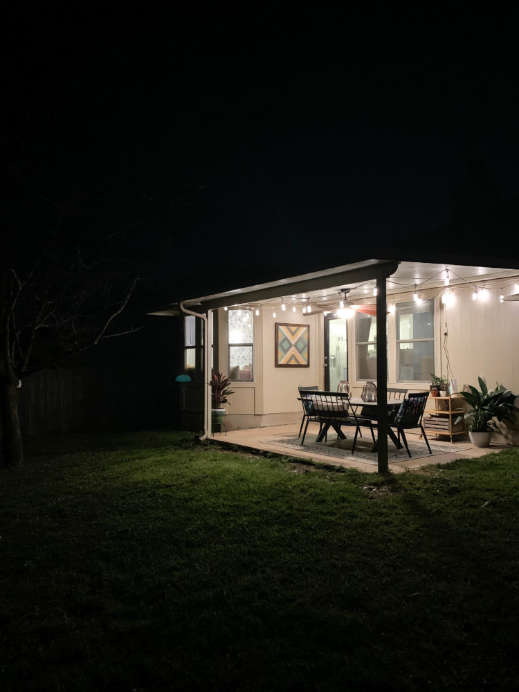cozy back patio with Enbrighten Cafe Lights