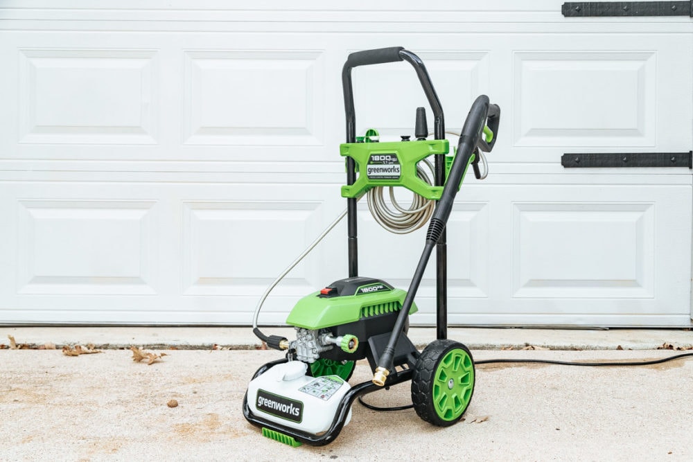 close up photo of a Greenworks pressure washer