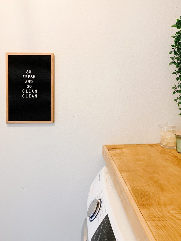 letter board in laundry room 