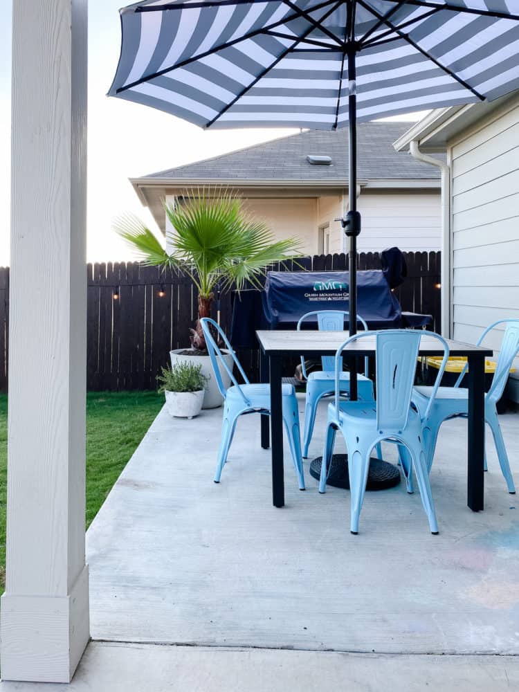 Patio with small seating area