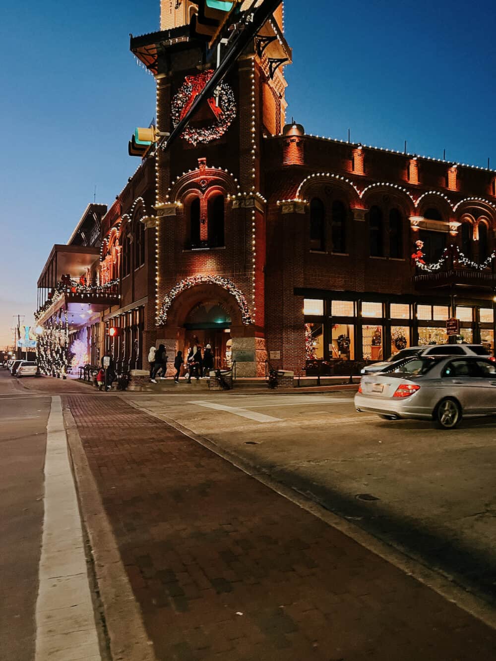 Grapevine main street decorated for Christmas 