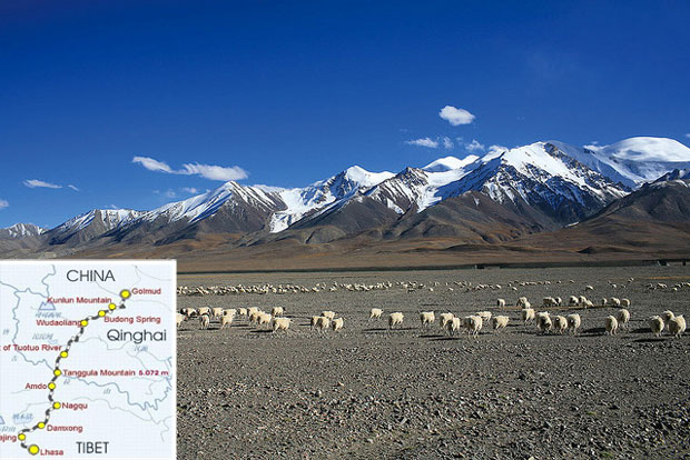 paisaje del tren de golmud a lhasa