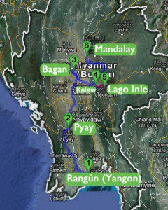 Amplia el mapa de la Ruta-por-Birmania