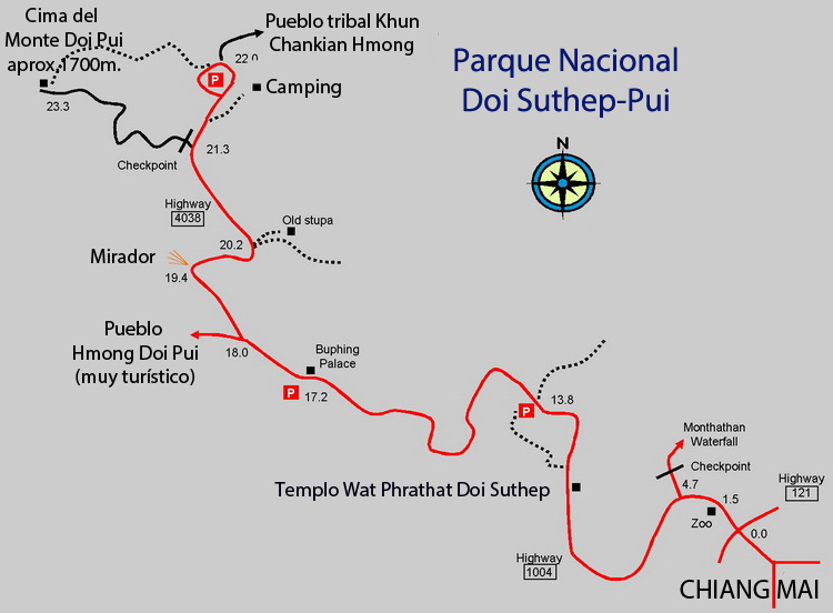 Mapa-del-parque-nacional-Doi-Suthep-Pui