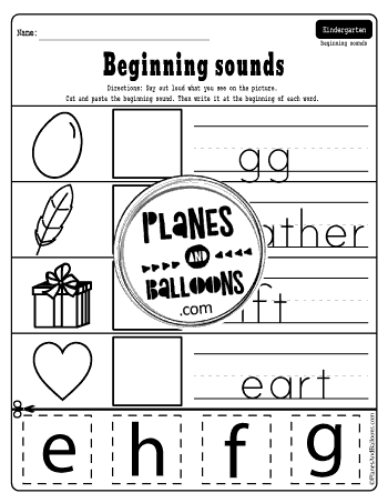 Beginning sounds cut and paste worksheet