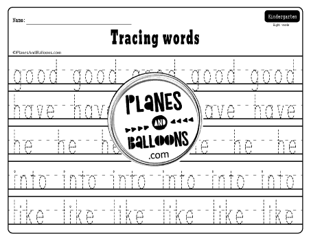 Dolch sight words tracing