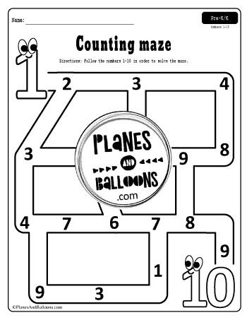 number maze 1-10