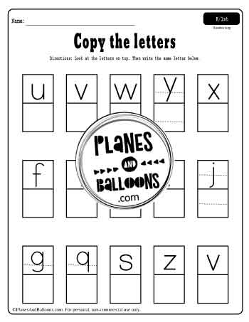 Lowercase copy the letter worksheet