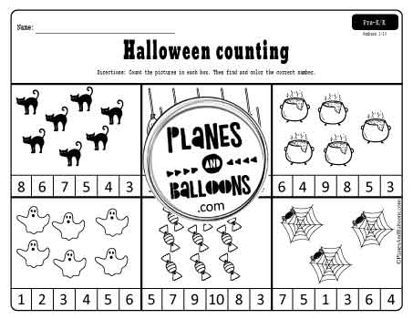 Halloween counting worksheet numbers 1-10