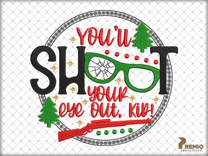 Christmas Story You'll Shoot Your Eye Out Kid Embroidery Designs