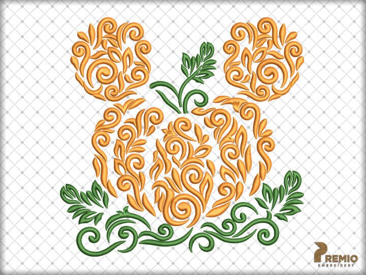 Swirl Mickey Mouse Pumpkin Embroidery Design by Premio Embroidery