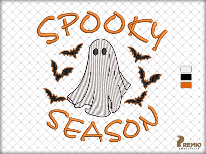 Spooky Season Embroidery Design, Spooky Ghost Halloween Machine Embroidery Design, Spooky Season Halloween Embroidery File