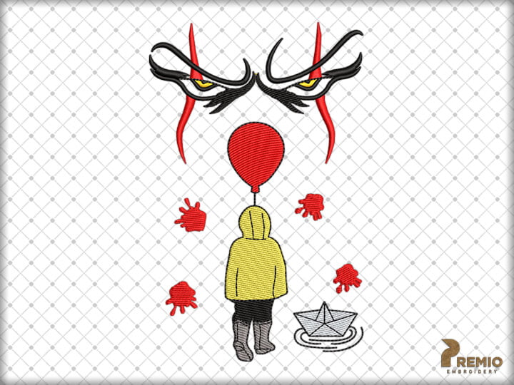 Clown Face Horror Killer Embroidery Design