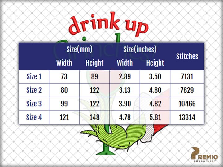 Drinkup Grinches Embroidery Design, Christmas Machine Embroidery Designs