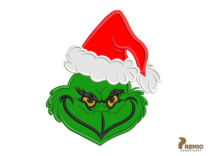 Grinch Applique Embroidery Design, Christmas Embroidery Design