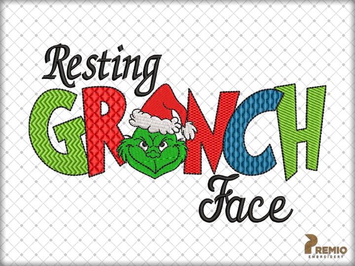 Resting Grinch Embroidery Design, Christmas Ornament Embroidery Design by Premio Embroidery