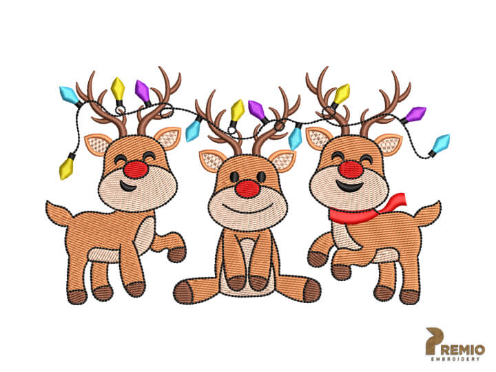 Christmas Reindeer Embroidery Design, Christmas Embroidery Design by Premio Embroidery