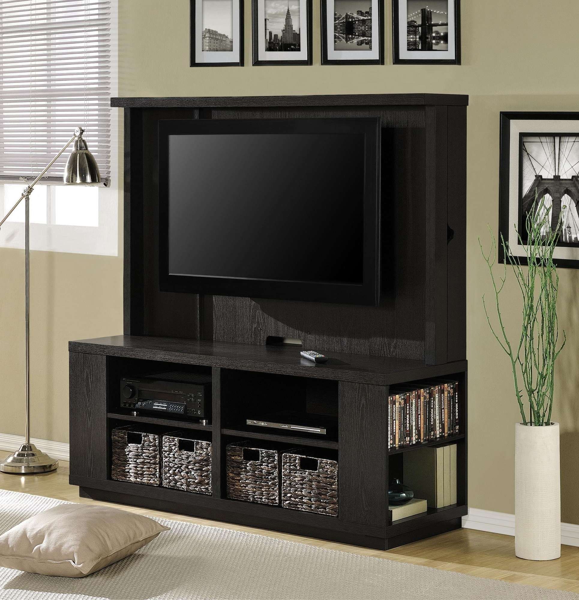 Free Ship Furnishings | 60" Flat Panel Tv Stand Dylan Hec With Regarding Tv Stands With Baskets (Gallery 1 of 15)