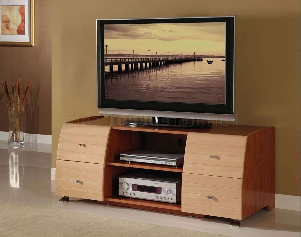 Two Tone Maple & Cherry Contemporary Tv Stand Inside Maple Wood Tv Stands (Gallery 1 of 15)
