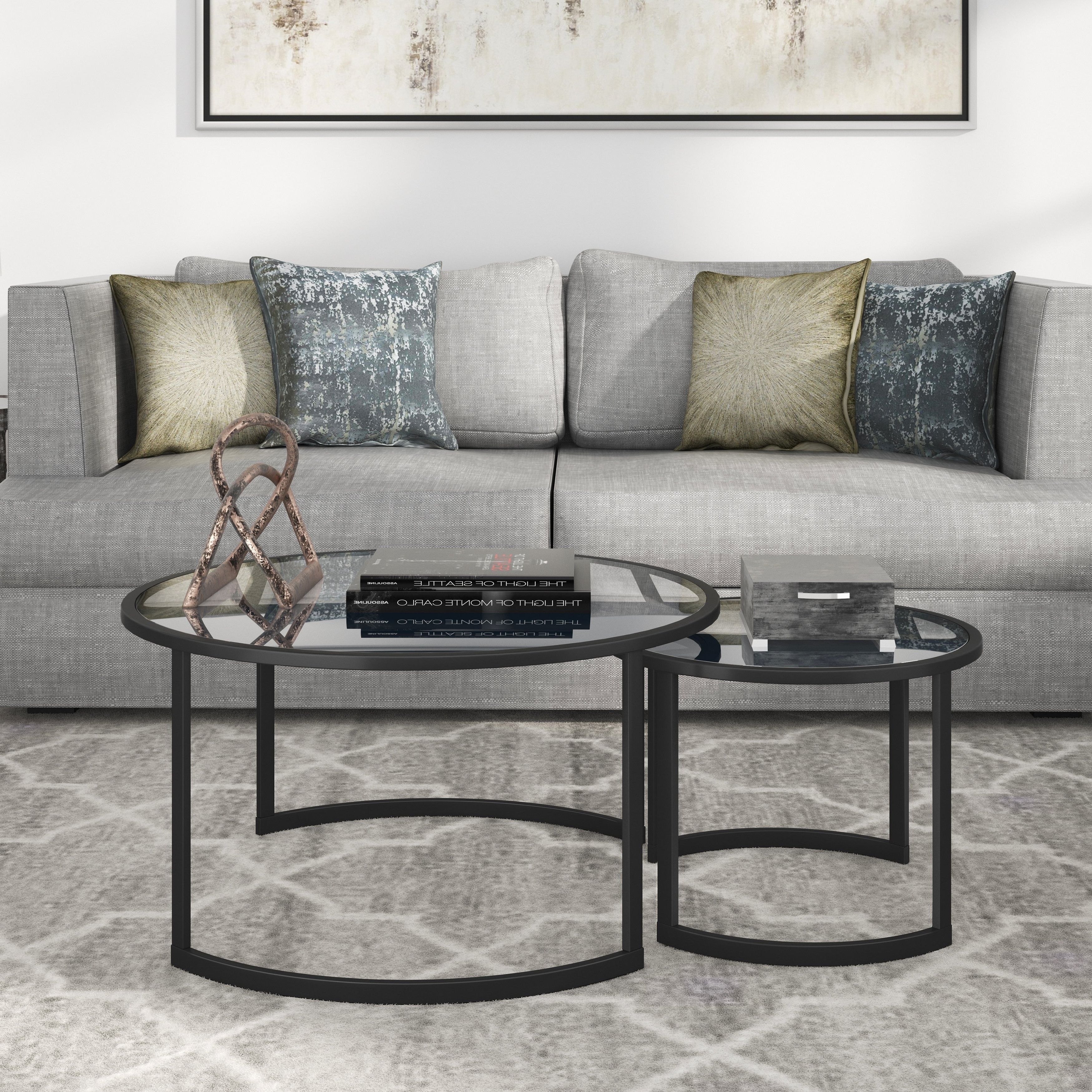 Featured Photo of Mitera Round Metal Glass Nesting Coffee Tables