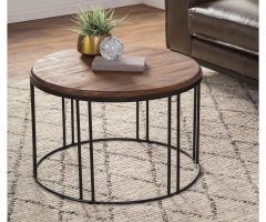Burnham Reclaimed Wood and Iron Round Coffee Tables