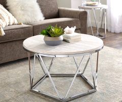 Silver Orchid Henderson Faux Stone Silvertone Round Coffee Tables