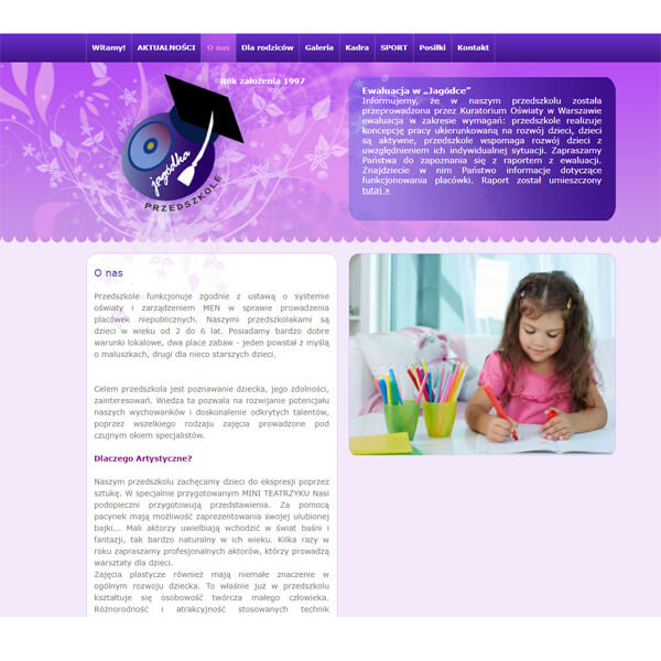 Strona wykonana dla przedszkola 'Jagódka'